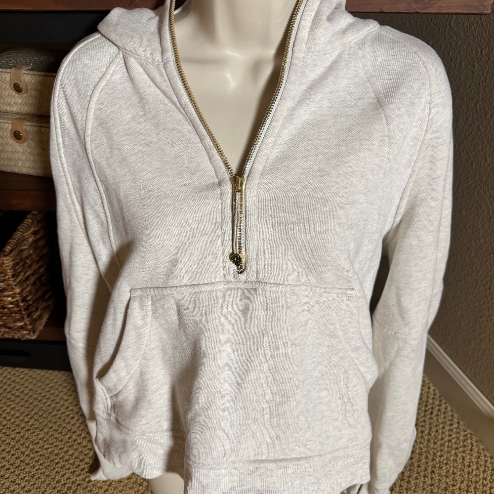 Lululemon Oversized Half-zip Scuba Hoodie Bone Gold Zipper M/L Medium Large EUC